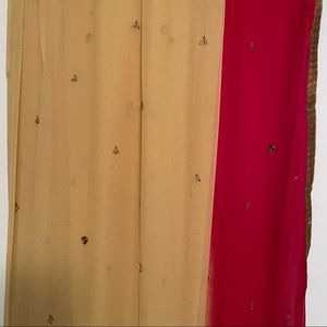 Red & Tan Embellished Dupatta - Indian Pakistani Punjabi Scarf